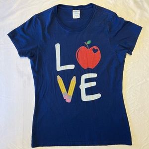 Blue “Love” Teacher T-Shirt